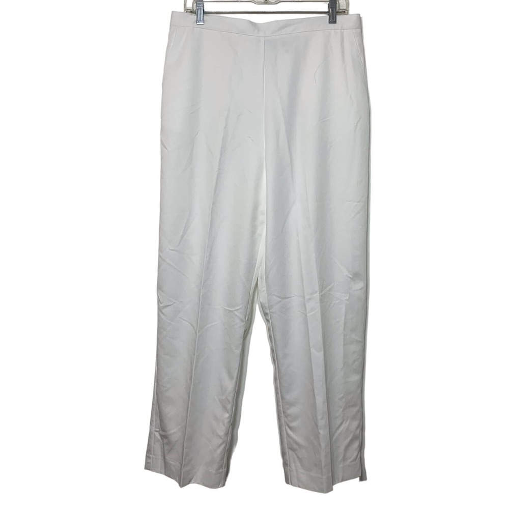 NWT Alfred Dunner Flat Front Comfort Waist White Pants Size‎ 14